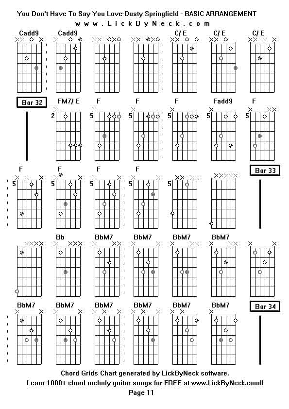 Chord Grids Chart of chord melody fingerstyle guitar song-You Don't Have To Say You Love-Dusty Springfield - BASIC ARRANGEMENT,generated by LickByNeck software.